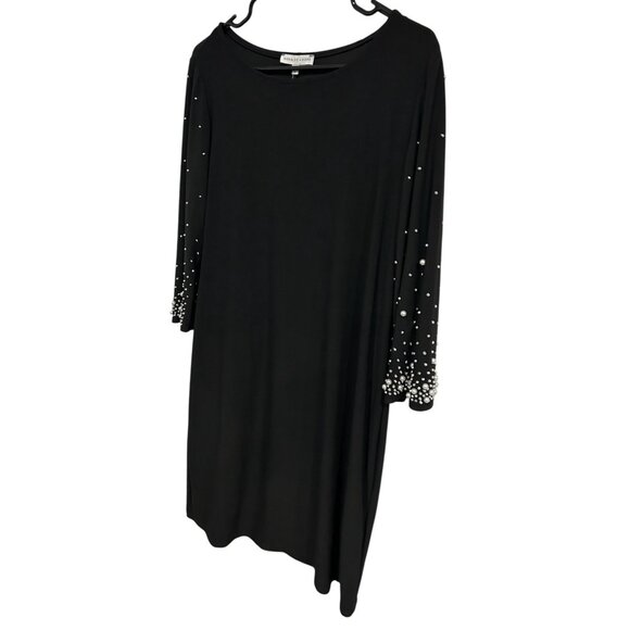 Annalee + Hope NWT Black Dress With Pearl Embellished Sleeves Sz Large - Picture 3 of 9